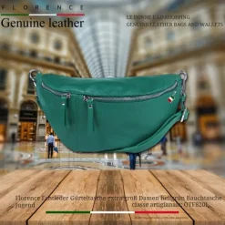 Florence Echtleder Gürteltasche extra groß Damen hellgrün Bauchtasche Jugend OTF820L