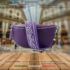 Florence Echtleder Gürteltasche Damen lila Bauchtasche Jugend OTM808V