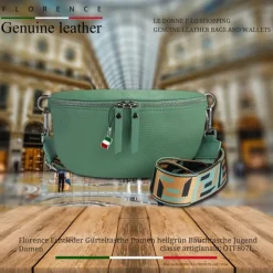Florence Echtleder Gürteltasche Damen hellgrün Bauchtasche Jugend Damen OTF807L