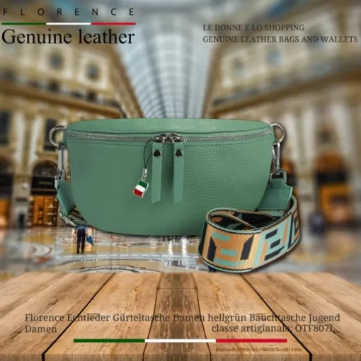Florence Echtleder Gürteltasche Damen hellgrün Bauchtasche Jugend Damen OTF807L