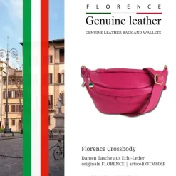 Florence Echtleder Gürteltasche Damen pink Bauchtasche OTM806P