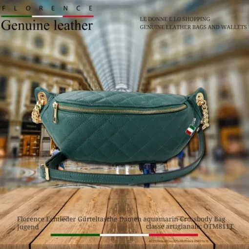 Florence Echtleder Gürteltasche Damen aquamarin Crossbody Bag Jugend OTM811T