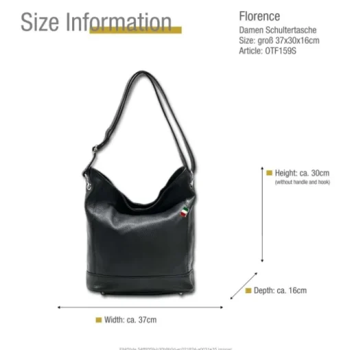 Florence Echtleder Hobo Bag Damen schwarz OTF159S