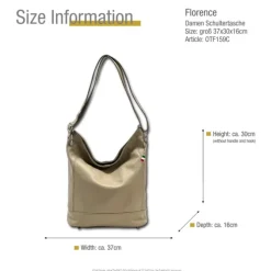 Florence Echtleder Hobo Bag Damen taupe OTF159C