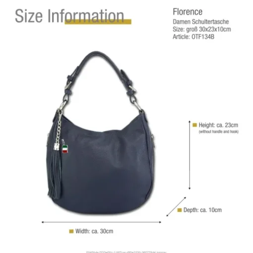 Florence Echtleder Hobo Bag Damen blau OTF134B