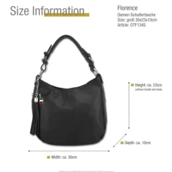 Florence Echtleder Hobo Bag Damen schwarz OTF134S