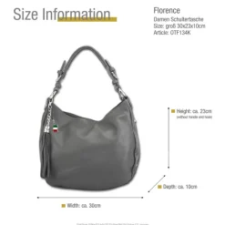Florence Echtleder Hobo Bag Damen grau OTF134K