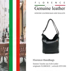 Florence Echtleder Hobo Bag Damen schwarz OTF159S