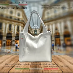 Florence Echtleder Hobo Bag Damen weiß OTF155W
