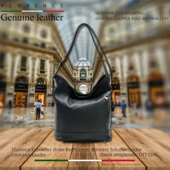 Florence Echtleder Hobo Bag Damen schwarz OTF159S