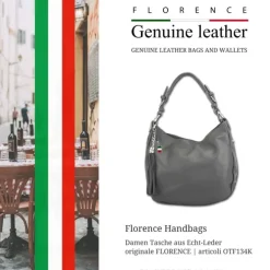 Florence Echtleder Hobo Bag Damen grau OTF134K