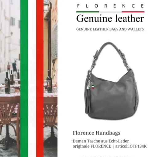 Florence Echtleder Hobo Bag Damen grau OTF134K