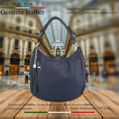 Florence Echtleder Hobo Bag Damen blau OTF134B