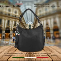 Florence Echtleder Hobo Bag Damen schwarz OTF134S