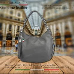 Florence Echtleder Hobo Bag Damen grau OTF134K