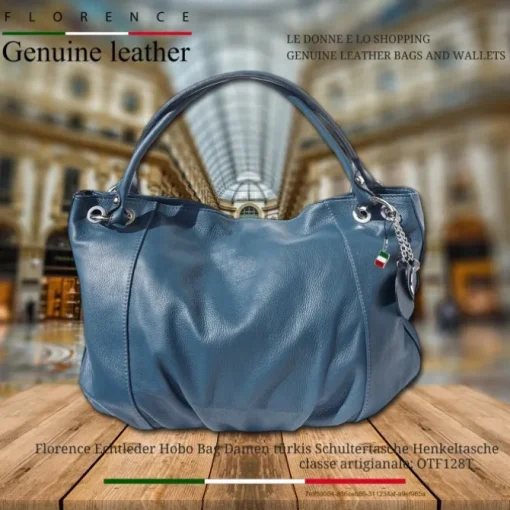 Florence Echtleder Hobo Bag Damen türkis Henkeltasche OTF128T