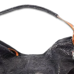 Florence florale Echtleder Hobo Bag Damen schwarz braun OTF111S