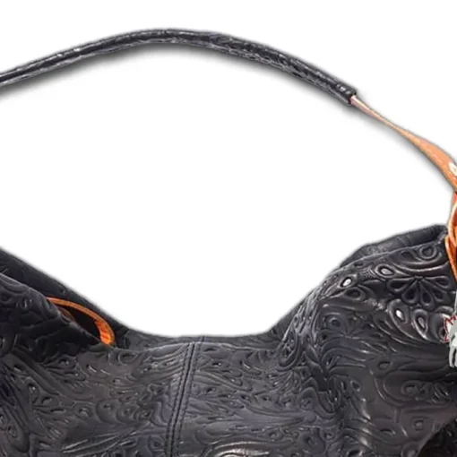 Florence florale Echtleder Hobo Bag Damen schwarz braun OTF111S