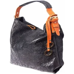 Florence florale Echtleder Hobo Bag Damen schwarz braun OTF111S