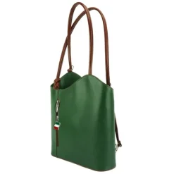 Florence 2in1 , Rucksack Rindsleder wandelbar grün braun OTF106G