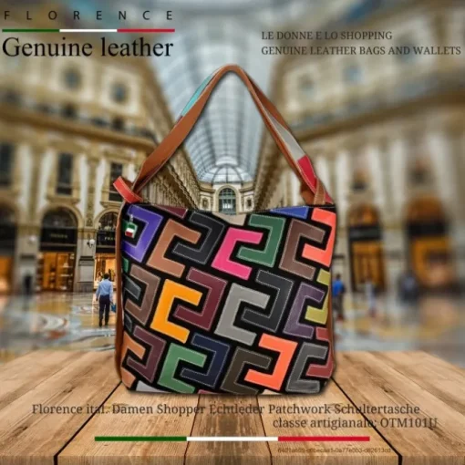 Florence ital. Damen Shopper Echtleder Patchwork OTM101U