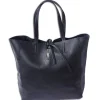 Florence ital. Shopper Echtleder Damen Business schwarz OTF112S
