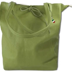 Florence ital. Shopper Echtleder Damen Business olivgrün OTM107G