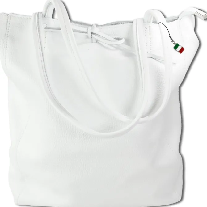 Florence ital. Shopper Echtleder Damen Business weiß OTM107W