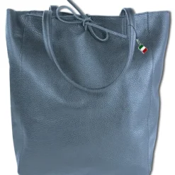 Florence ital. Shopper Echtleder Damen Business blau OTM107B