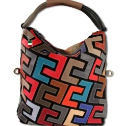 Florence ital. Shopper Echtleder Damen Patchwork farbig OTM101F
