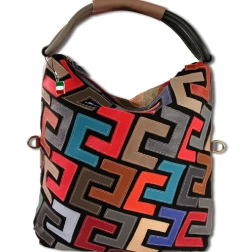 Florence ital. Shopper Echtleder Damen Patchwork farbig OTM101F