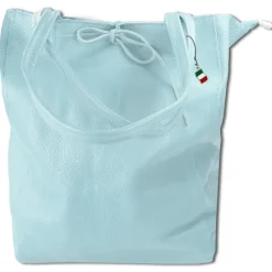 Florence ital. Shopper Echtleder Damen Business hellblau OTM107H