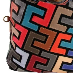 Florence ital. Shopper Echtleder Damen Patchwork farbig OTM101F