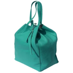Florence ital. Shopper Echtleder Damen Business türkis OTF112T