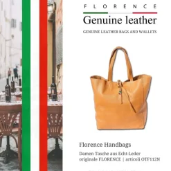 Florence ital. Shopper Echtleder Damen Business cognac OTF112N