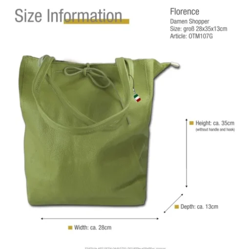 Florence ital. Shopper Echtleder Damen Business olivgrün OTM107G