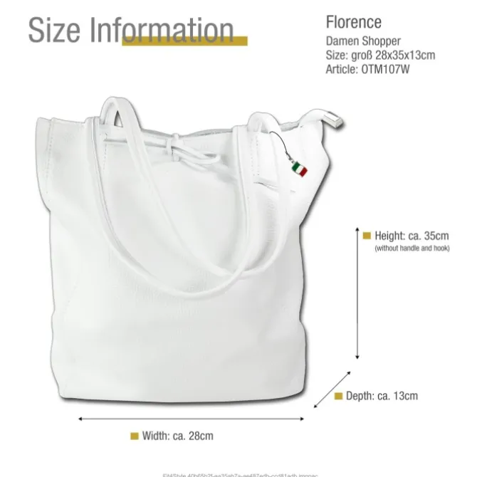Florence ital. Shopper Echtleder Damen Business weiß OTM107W