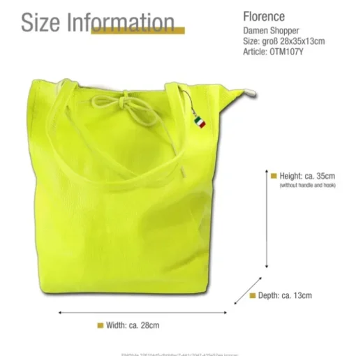 Florence ital. Shopper Echtleder Damen Business gelbgrün OTM107Y