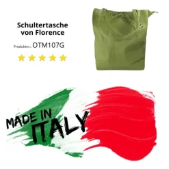 Florence ital. Shopper Echtleder Damen Business olivgrün OTM107G