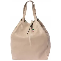 Florence ital. Shopper Echtleder Damen Business beige OTF112C