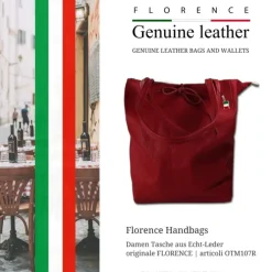 Florence ital. Shopper Echtleder Damen Business rot OTM107R