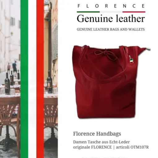 Florence ital. Shopper Echtleder Damen Business rot OTM107R