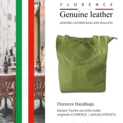 Florence ital. Shopper Echtleder Damen Business olivgrün OTM107G