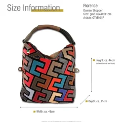 Florence ital. Shopper Echtleder Damen Patchwork farbig OTM101F