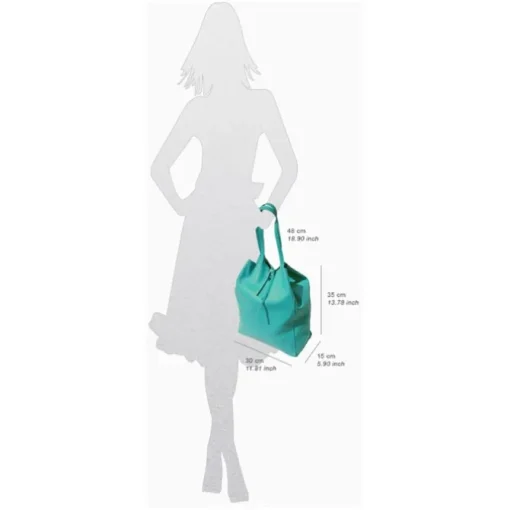 Florence ital. Shopper Echtleder Damen Business türkis OTF112T