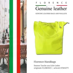 Florence ital. Shopper Echtleder Damen Business gelbgrün OTM107Y