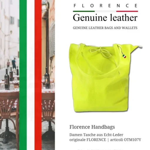 Florence ital. Shopper Echtleder Damen Business gelbgrün OTM107Y