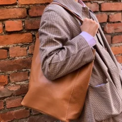 Florence ital. Shopper Echtleder Damen Business cognac OTF112N