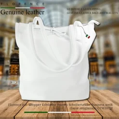 Florence ital. Shopper Echtleder Damen Business weiß OTM107W