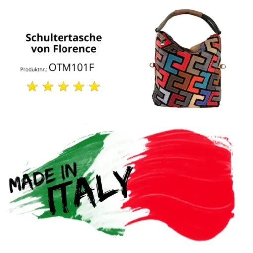Florence ital. Shopper Echtleder Damen Patchwork farbig OTM101F